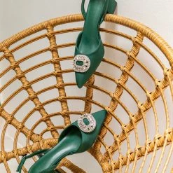 Milliotandco Drusilla Pointed Toe Heels (Dark Green)