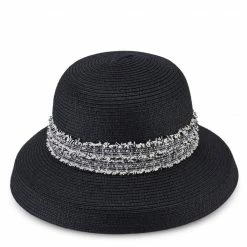 Milliot & Co Accessories Iris Straw Hat (Black)