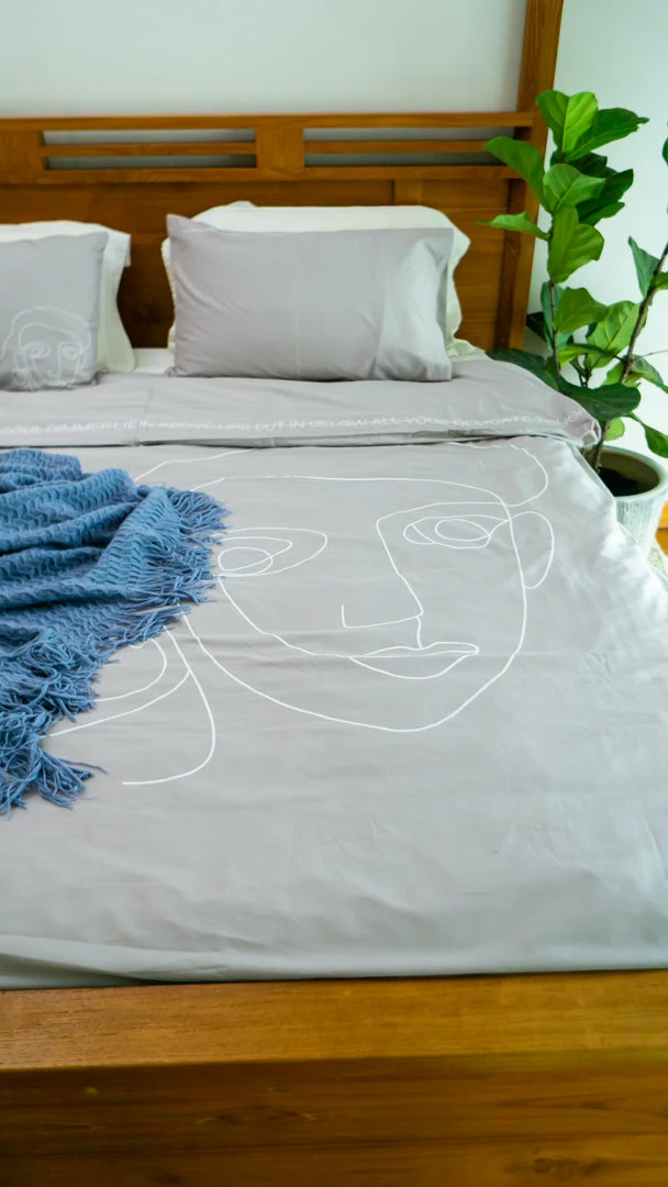 Milliotandco Apsel Printed 4-pc Quilt Cover Set (Grey) The Home Edit