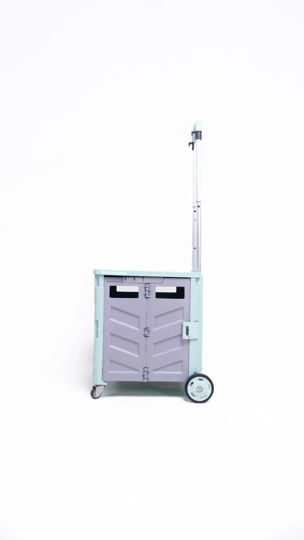 Milliotandco Sven Portable Folding Trolley Shopping Cart 75L (Light Green) The Home Edit