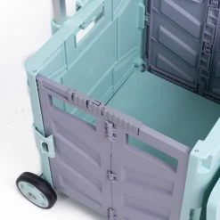 Milliotandco Sven Portable Folding Trolley Shopping Cart 75L (Light Green) The Home Edit