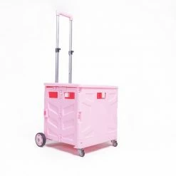 Milliotandco Sven Portable Folding Trolley Shopping Cart 75L (Pink) The Home Edit