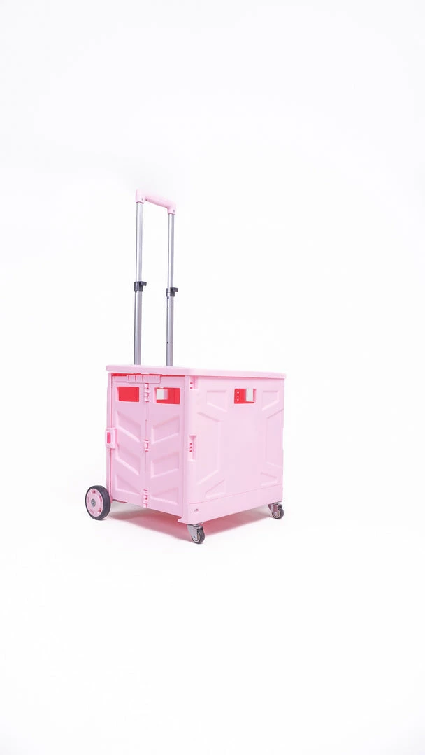 Milliotandco Sven Portable Folding Trolley Shopping Cart 75L (Pink) The Home Edit