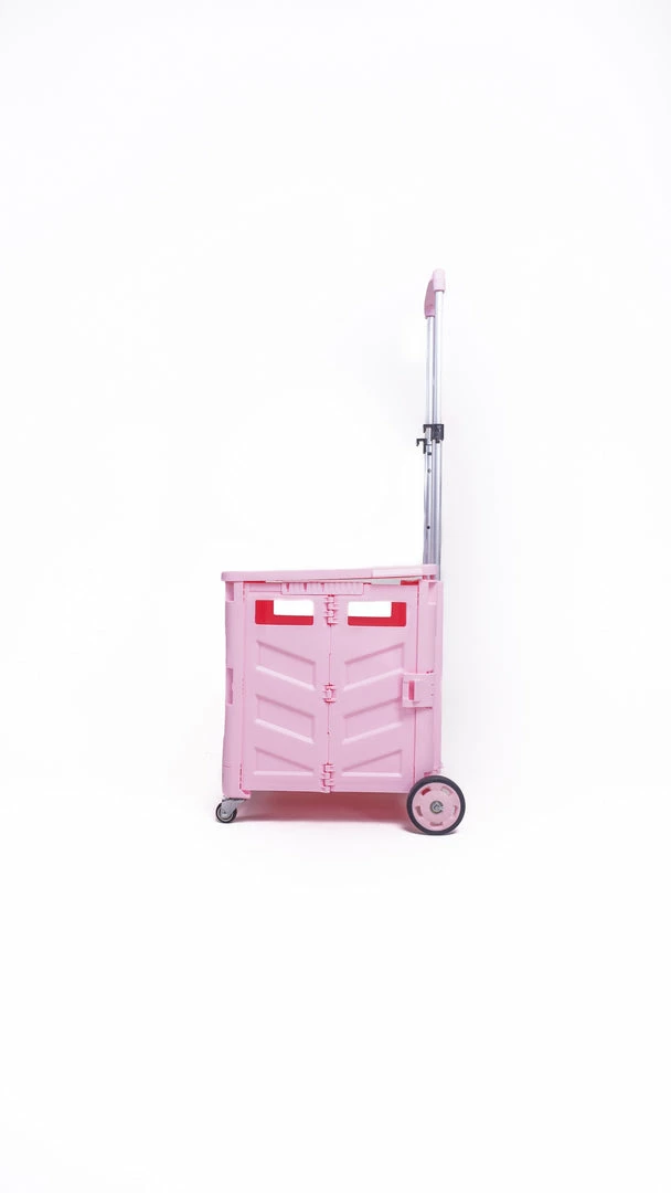 Milliotandco Sven Portable Folding Trolley Shopping Cart 75L (Pink) The Home Edit