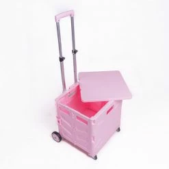 Milliotandco Sven Portable Folding Trolley Shopping Cart 75L (Pink) The Home Edit