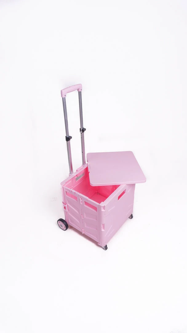 Milliotandco Sven Portable Folding Trolley Shopping Cart 75L (Pink) The Home Edit