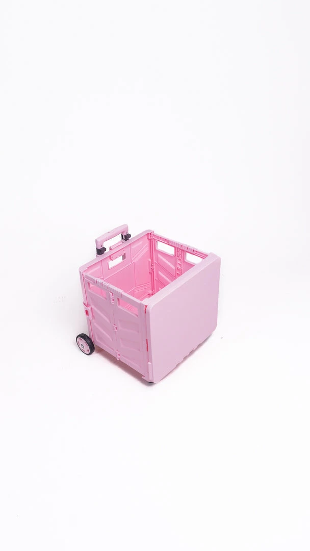 Milliotandco Sven Portable Folding Trolley Shopping Cart 75L (Pink) The Home Edit