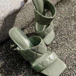 Milliotandco Jamie Open Toe Heels (Dark Sea Green)