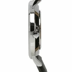 Milliotandco Accessories Greysen Silver Leather Strap Watch (Black)