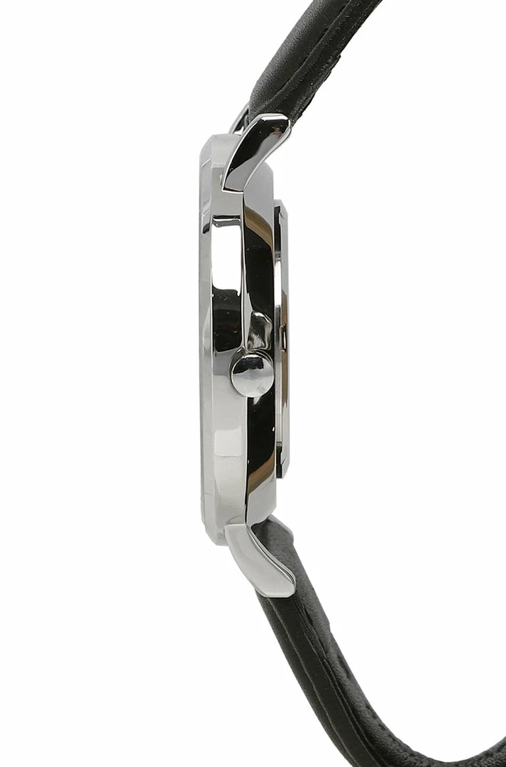 Milliotandco Accessories Greysen Silver Leather Strap Watch (Black)