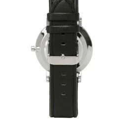 Milliotandco Accessories Greysen Silver Leather Strap Watch (Black)