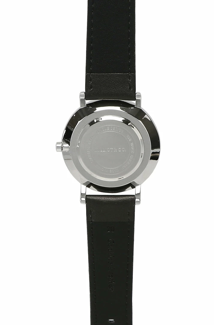Milliotandco Accessories Greysen Silver Leather Strap Watch (Black)