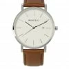 Milliotandco Greysen Silver Leather Strap Watch (Brown) Accessories