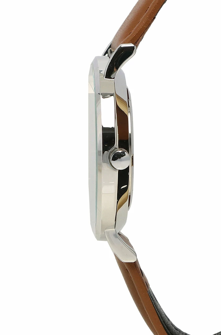 Milliotandco Greysen Silver Leather Strap Watch (Brown) Accessories