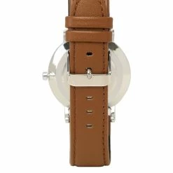 Milliotandco Greysen Silver Leather Strap Watch (Brown) Accessories
