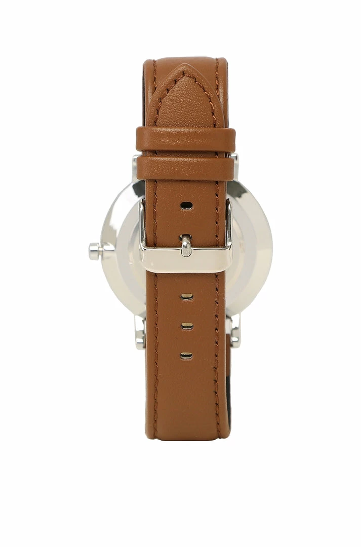 Milliotandco Greysen Silver Leather Strap Watch (Brown) Accessories