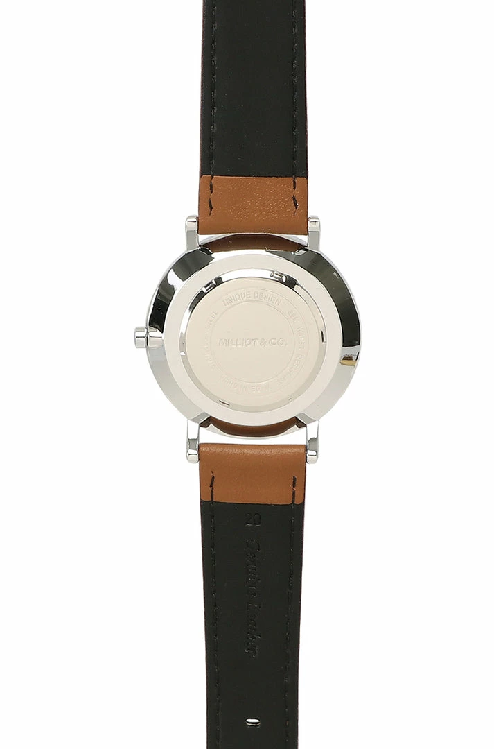 Milliotandco Greysen Silver Leather Strap Watch (Brown) Accessories