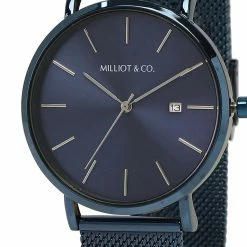 Milliotandco Accessories Greysen Blue Mesh Strap Watch (Steel Blue)
