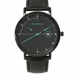 Milliotandco Coen Black Leather Strap Watch (Black)