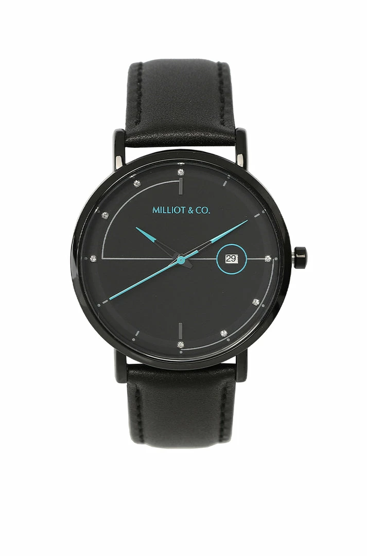 Milliotandco Coen Black Leather Strap Watch (Black)