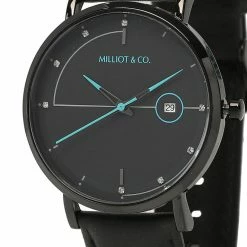 Milliotandco Coen Black Leather Strap Watch (Black)