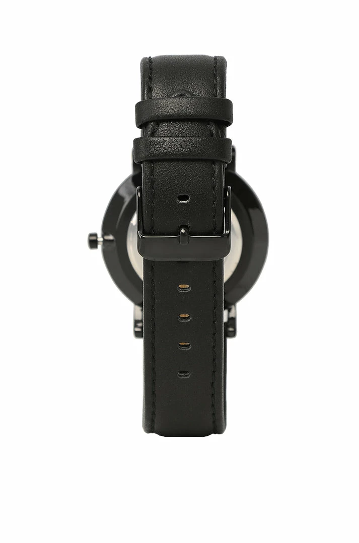 Milliotandco Coen Black Leather Strap Watch (Black)