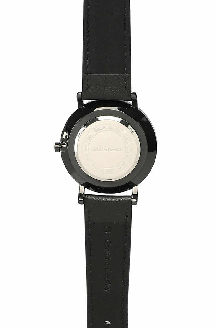 Milliotandco Coen Black Leather Strap Watch (Black)