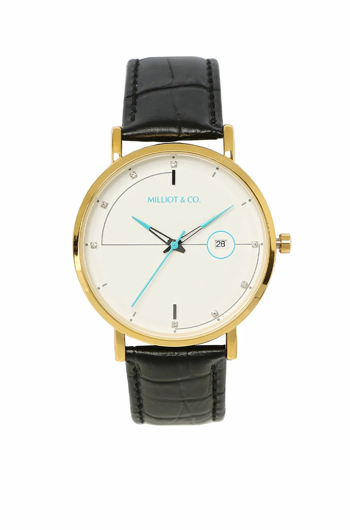 Milliotandco Accessories Coen Gold Leather Strap Watch (Charcoal)