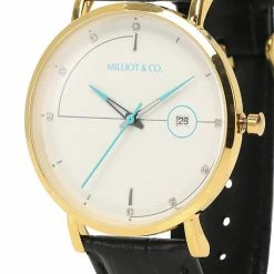 Milliotandco Accessories Coen Gold Leather Strap Watch (Charcoal)