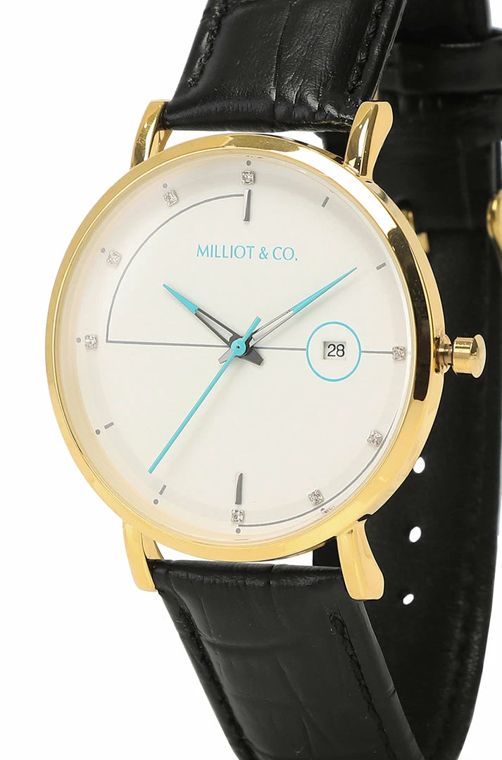 Milliotandco Accessories Coen Gold Leather Strap Watch (Charcoal)