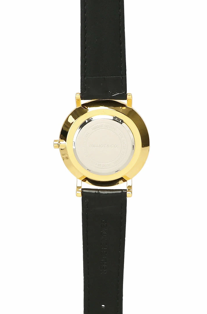 Milliotandco Accessories Coen Gold Leather Strap Watch (Charcoal)