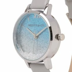 Milliotandco Andy Silver Leather Strap Watch (Grey) Accessories