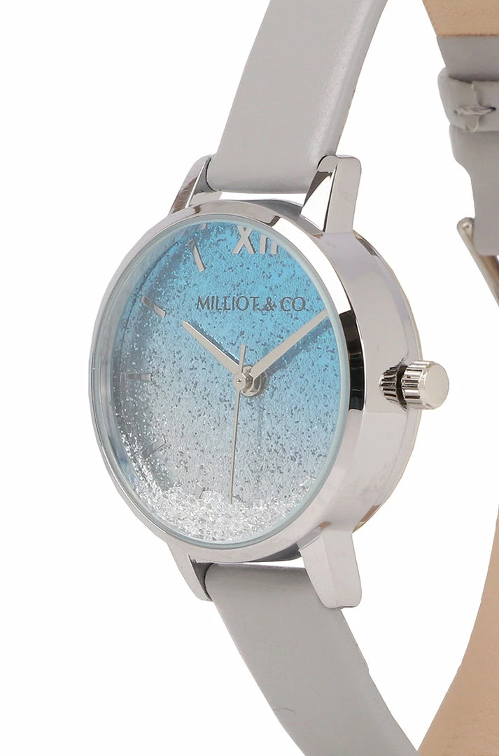 Milliotandco Andy Silver Leather Strap Watch (Grey) Accessories
