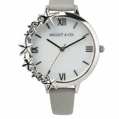 Milliotandco Accessories Cynthia Silver Leather Strap Watch (Bone)