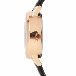 Milliotandco PU Strap Watches Harper Rose Gold Leather Strap Watch (Black)