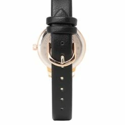 Milliotandco PU Strap Watches Harper Rose Gold Leather Strap Watch (Black)