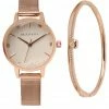 Milliotandco Zoey Rose Gold Mesh Strap Watch Set (Salmon)
