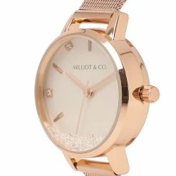 Milliotandco Zoey Rose Gold Mesh Strap Watch Set (Salmon)