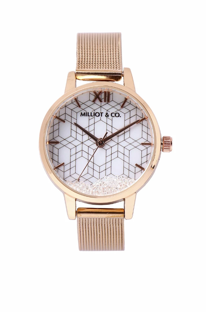 Milliotandco Fiona Rose Gold Mesh Strap Watch (Salmon)