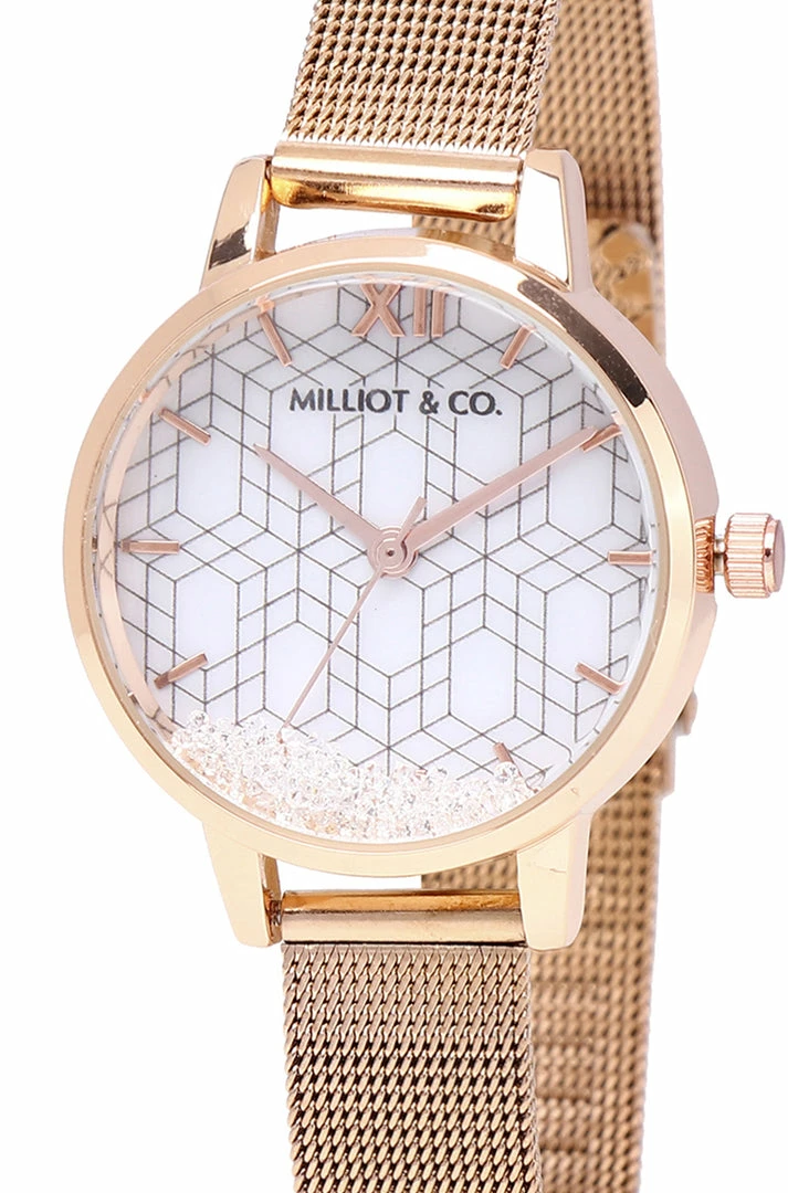 Milliotandco Fiona Rose Gold Mesh Strap Watch (Salmon)
