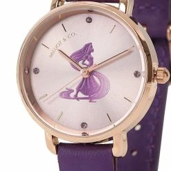 Milliotandco Disney Rapunzel Gleam & Glow Leather Strap Watch (Purple) Accessories