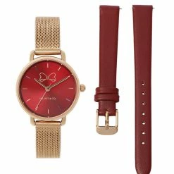 Milliotandco Accessories Disney Snow White Mirror Mirror Watch Set (Rose Gold & Red)