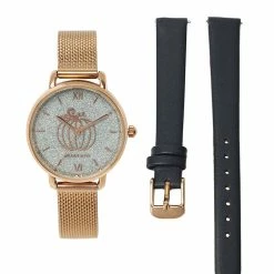 Milliotandco Disney Cinderella Pumpkin Carriage Watch Set (Rose Gold & Navy)