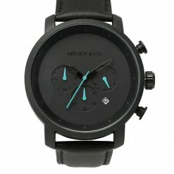 Milliotandco Cedric Black Leather Strap Watch (Black)