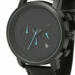 Milliotandco Cedric Black Leather Strap Watch (Black)