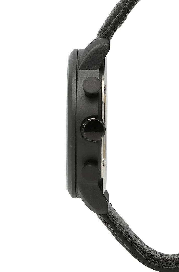 Milliotandco Cedric Black Leather Strap Watch (Black)