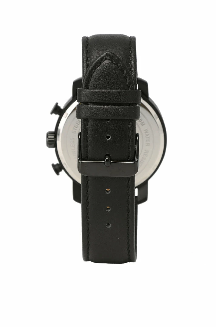 Milliotandco Cedric Black Leather Strap Watch (Black)