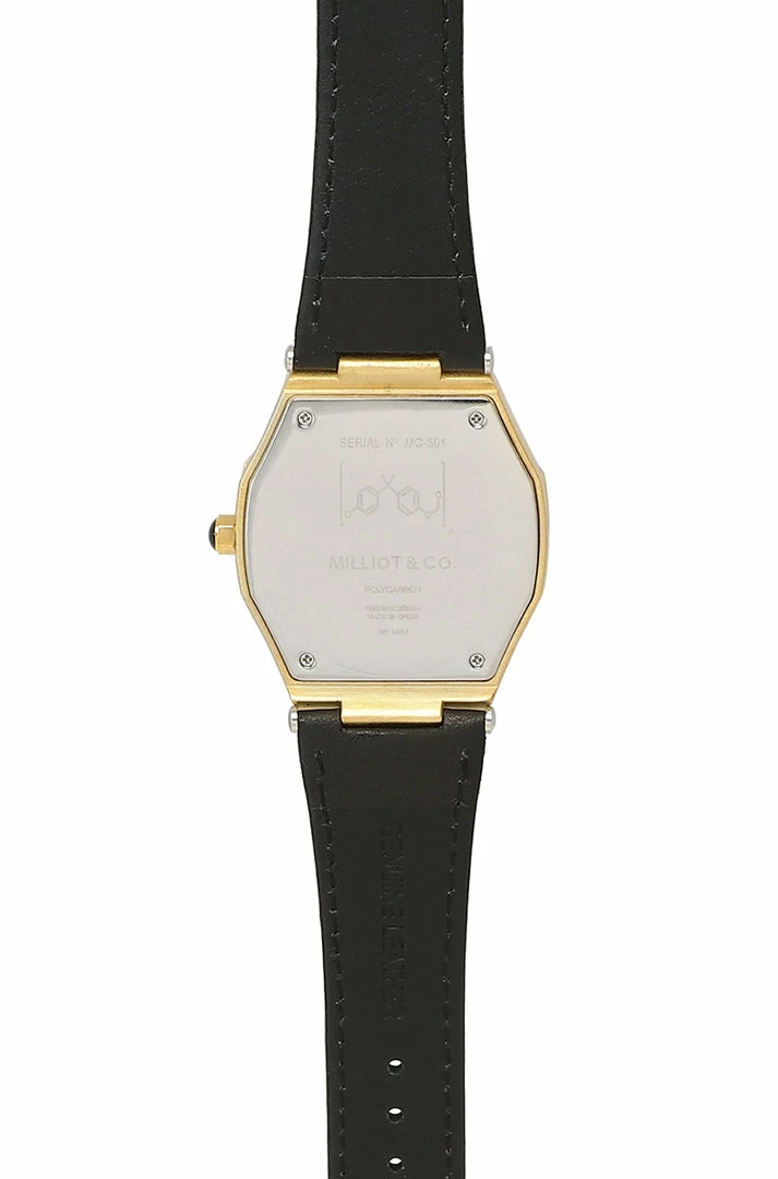 Milliotandco Accessories Brenden Gold Leather Strap Watch (Black)