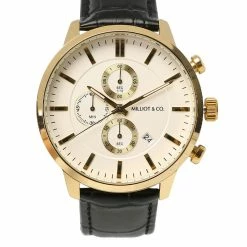 Milliotandco Craig Gold Leather Strap Watch (Charcoal) Accessories