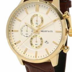 Milliotandco Craig Gold Leather Strap Watch (Pecan)